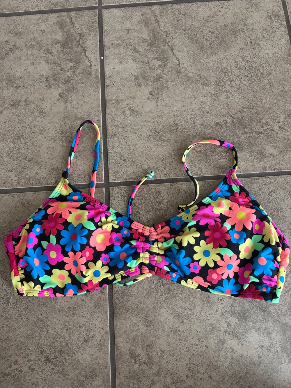 No Boundaries XL Colorful Floral Bikini Top